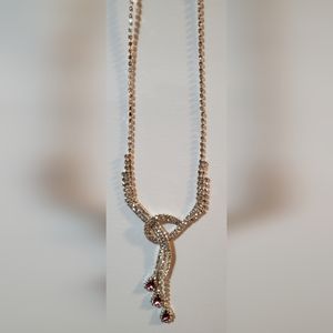 Necklace pink and white rhinestones